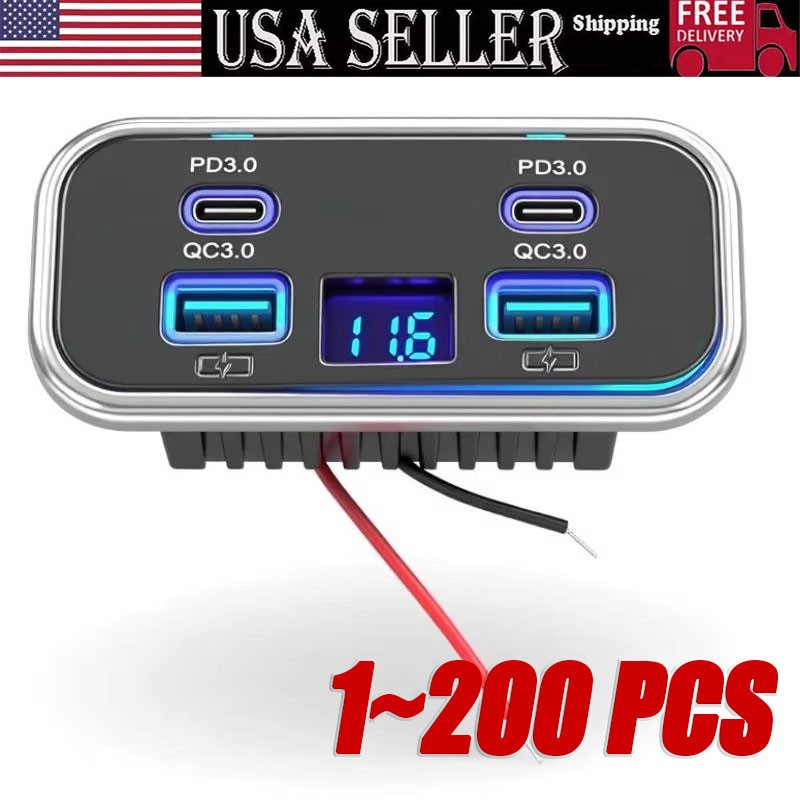 RV USB Outlet Dual USB A & USB C Ports Car Charger Socket Panel Boat Marine Lot