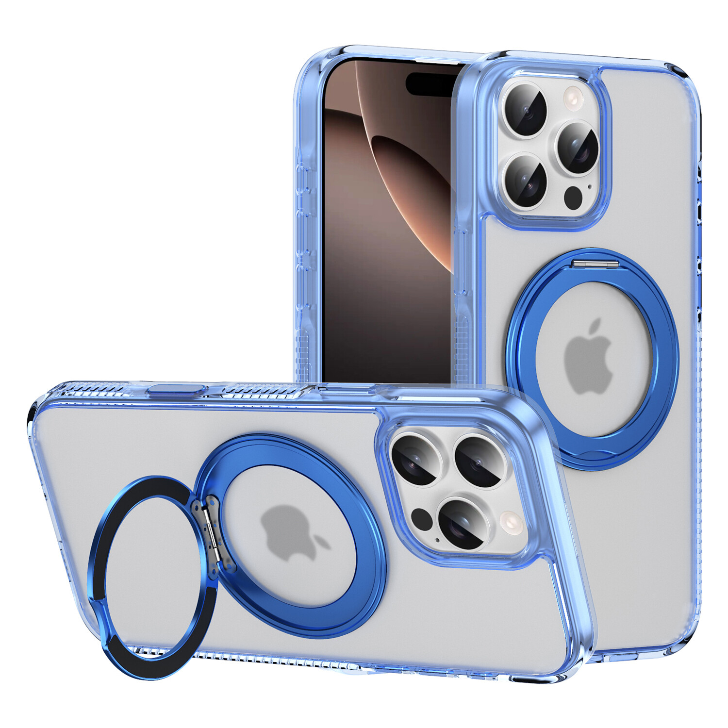 Clear Magnetic Case with 360° Rotating Stand For iPhone 16 Pro Max/16 Pro/16+/16