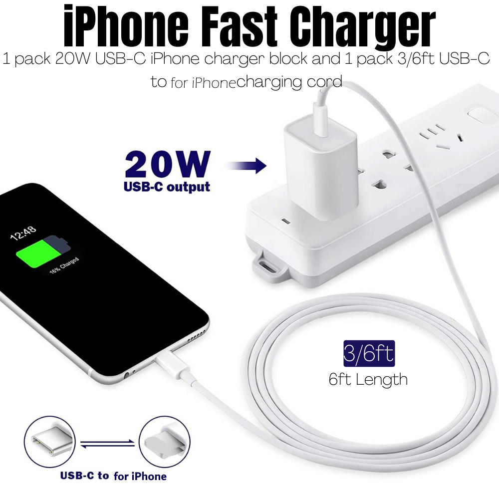20W USB C Fast Wall Charger PD Power Adapter For iPhone 14/13/12/11/Pro/XR/8 LOT
