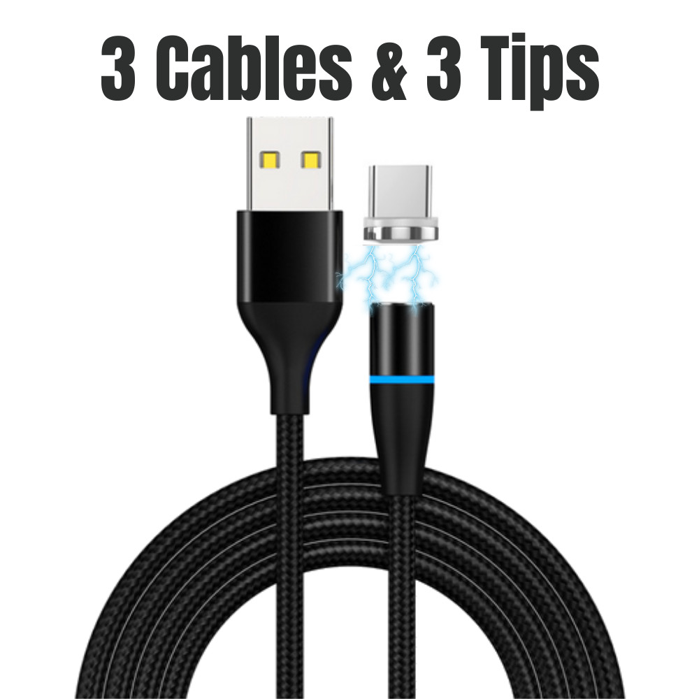 3 Pack 3FT/6FT Magnetic Type-C Fast Charger Cable USB-C Data Charging Sync Cord