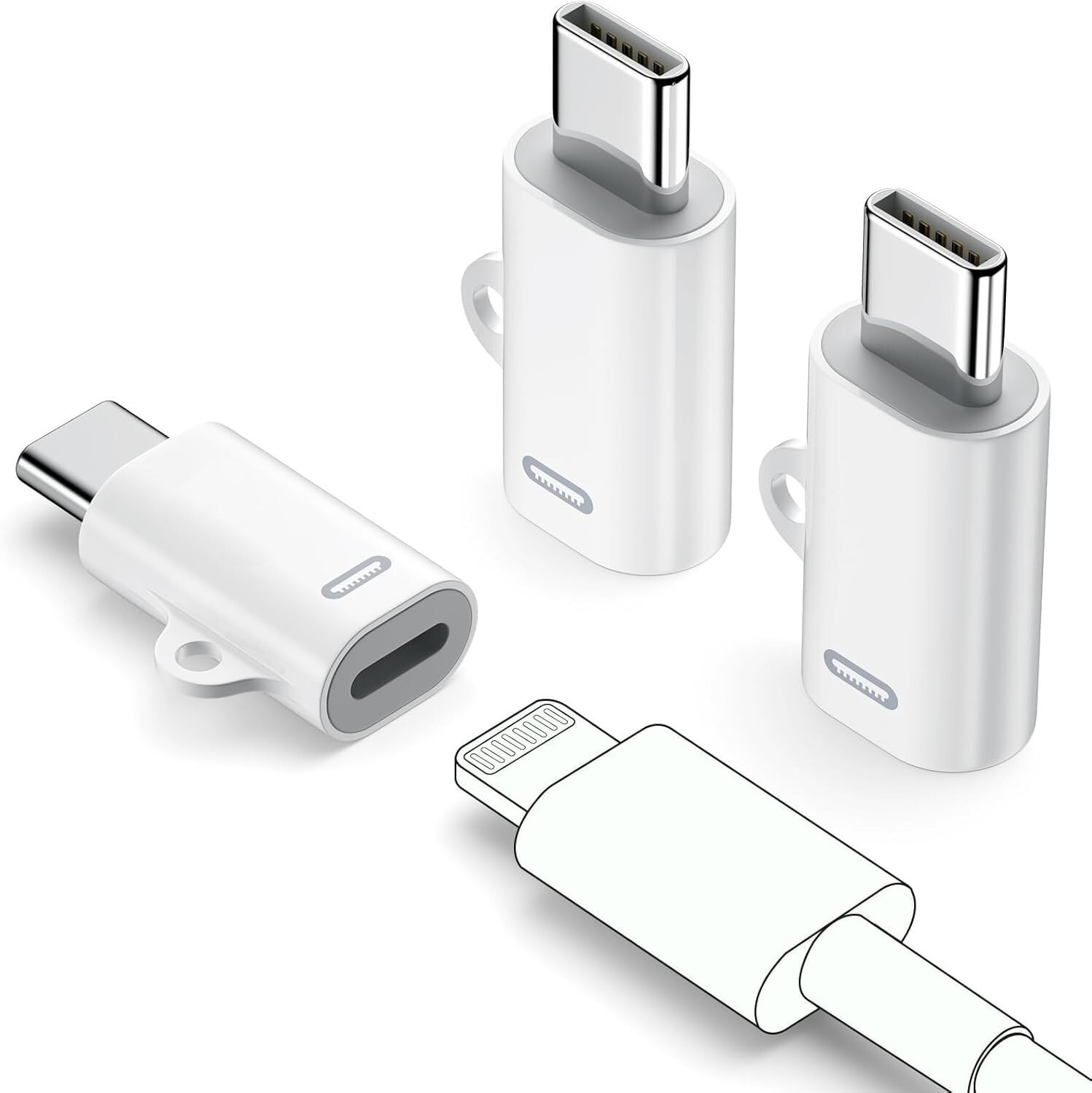 USB C to Lightning Adapter 3 Pack [Mfi Certified] Lightning Female to USB C