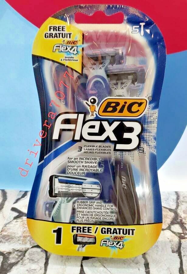 4T BIC Flex 3 Men’s 3 Flexible Blades, Disposable Razor 4T+1 Free + 5T