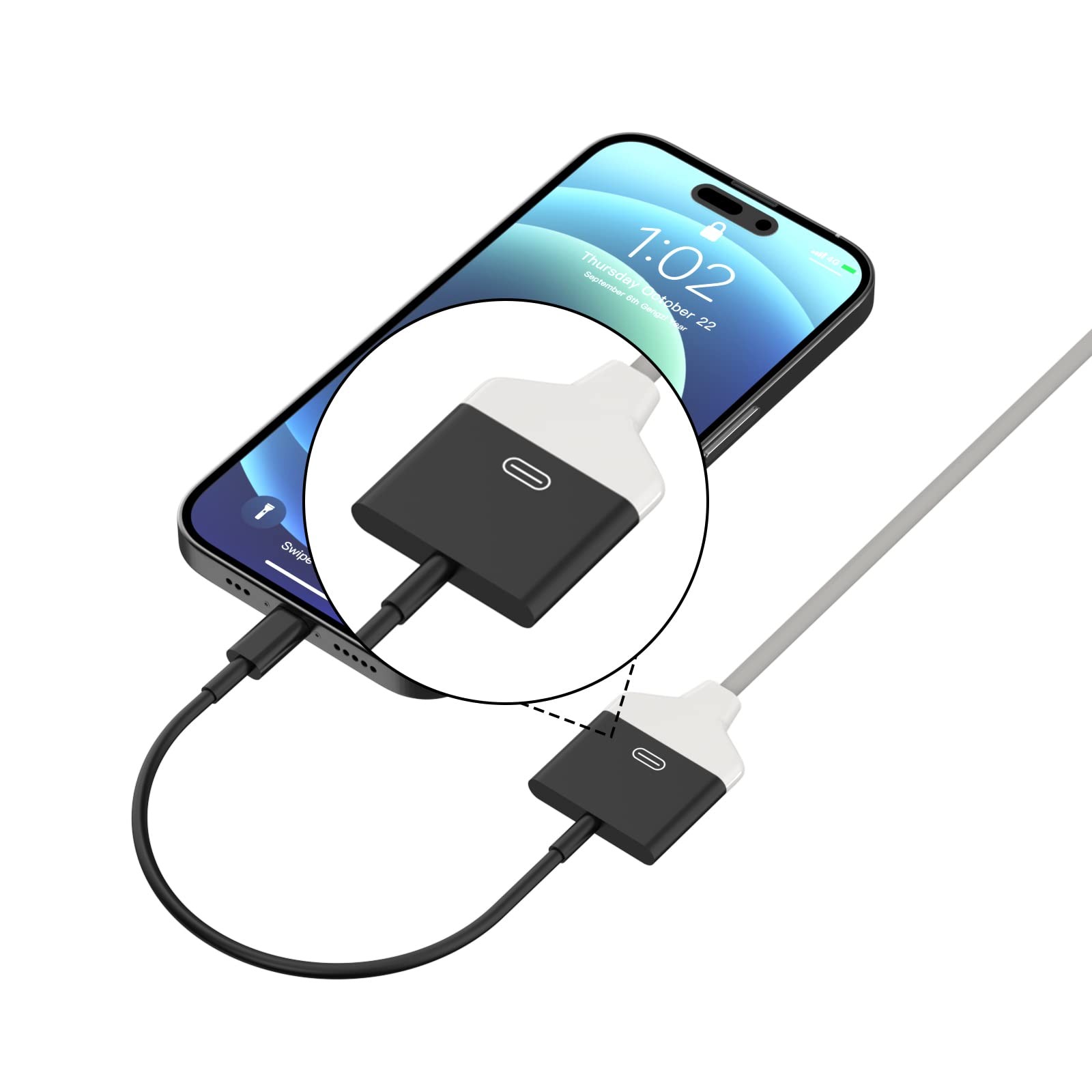 Lightning to 30 Pin Adapter for iPhone, [Apple MFi Certified] 8-Pin to 30-Pin Fe