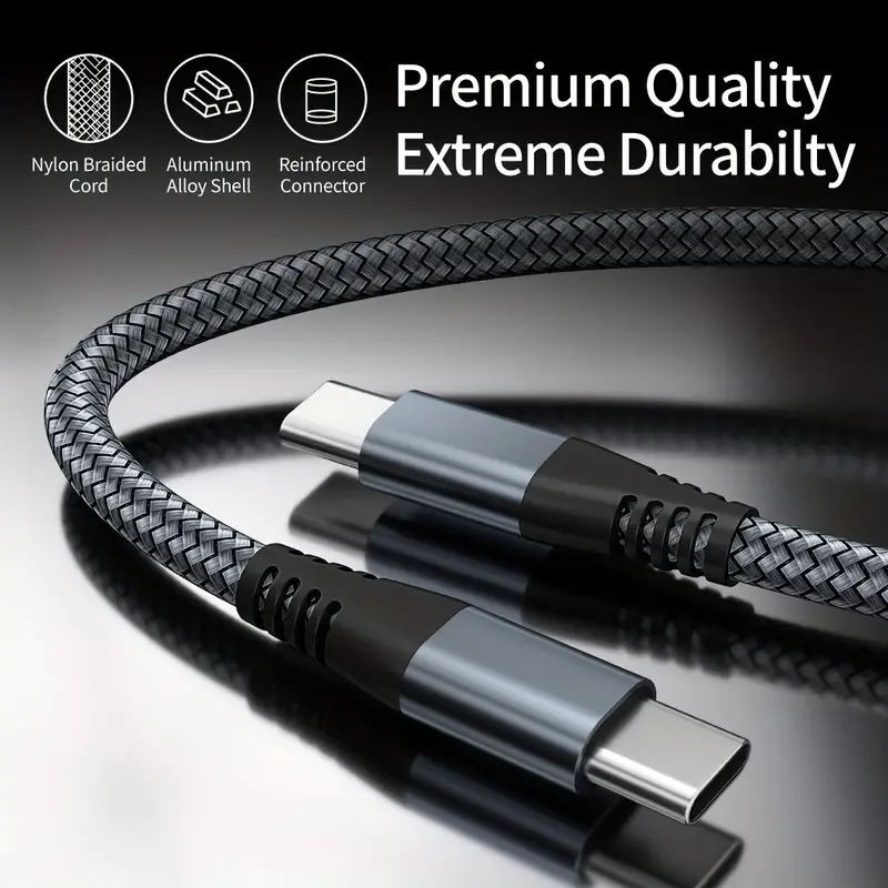 60W USB-C to USB-C Cable Fast Charger TypeC PD Nylon Cord IPhone 17 Samsung LOT