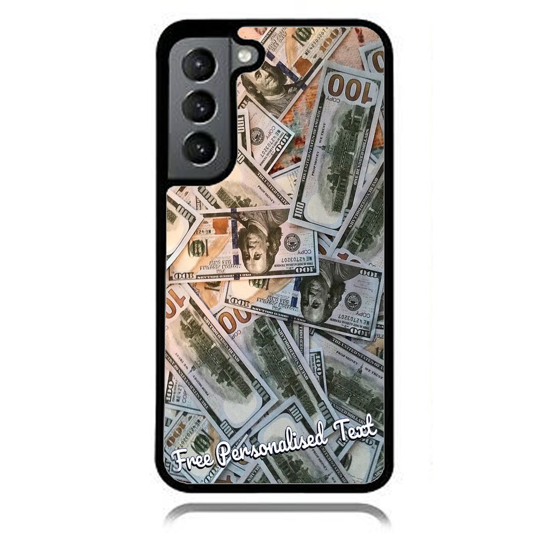 Personalised Text For Samsung Galaxy Back Case Series 100 US Dollar Money Notes