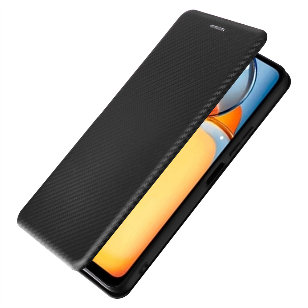 Carbon Fiber Phone Case For Redmi 13C Note 13 Pro K60 12R 11A Leather Flip Cover