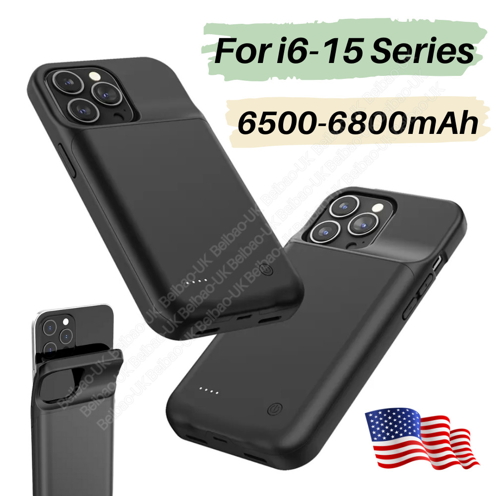 For iPhone 17 16 15 14 13 12 11 8 External Battery Charger Case Power Bank Cover