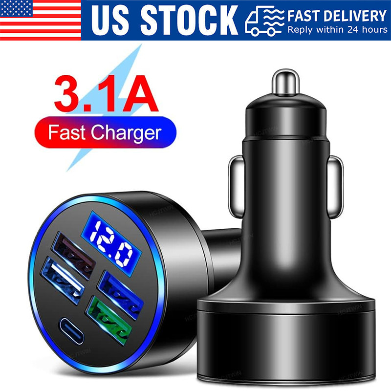 4 USB Port Super Fast Car Charger Adapter for iPhone Samsung Android Phone LOT