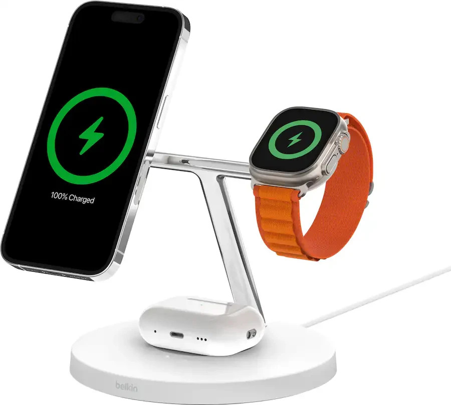 Belkin BoostCharge Pro 3-in-1 MagSafe Wireless Charging Stand WIZ017 White