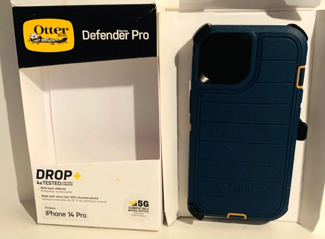 OtterBox Defender Pro iPhone 14 Pro Case/Holster Blue Suede Genuine