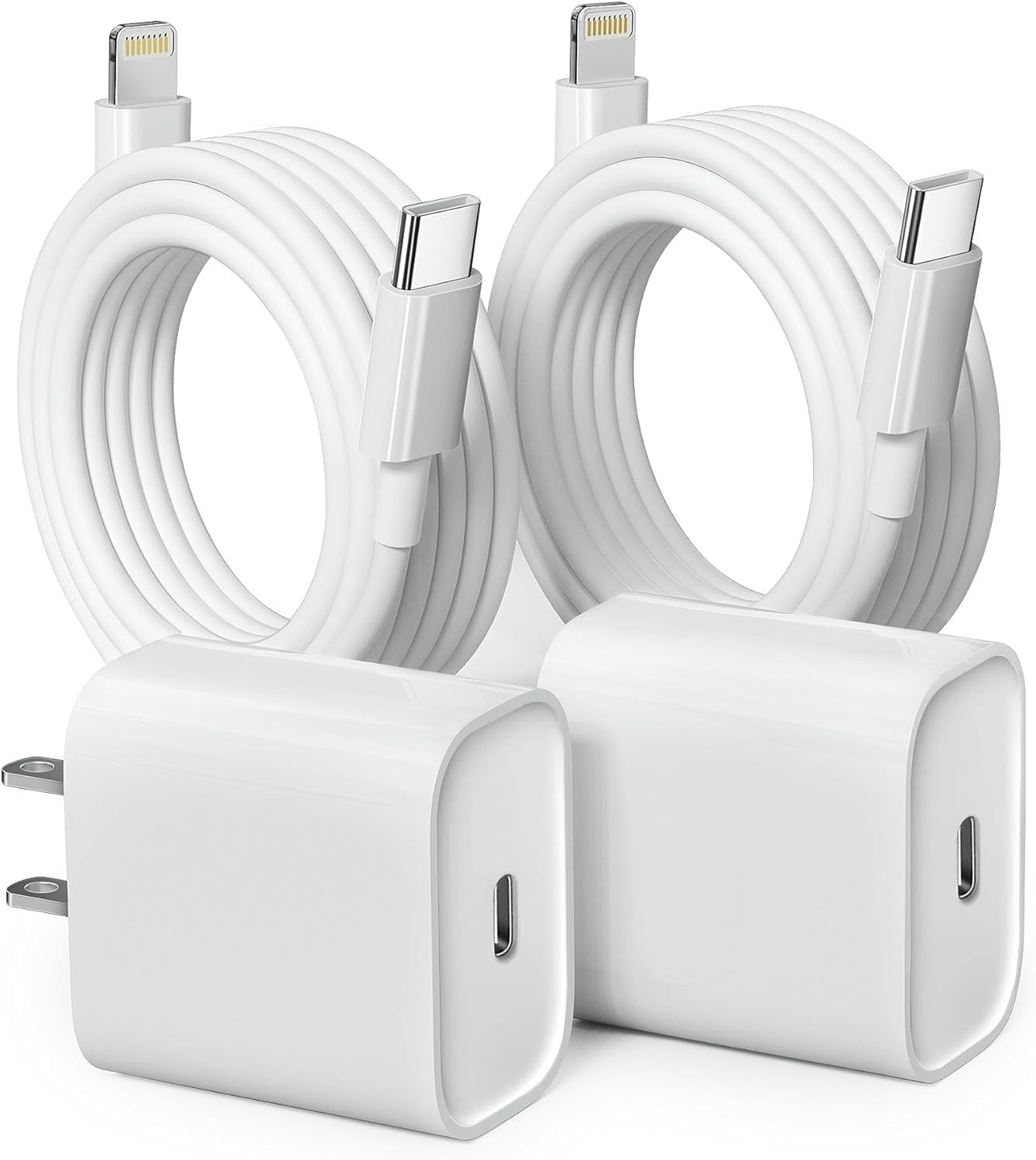 2 Pack for iPhone Fast Charger 20W PD USB C Wall Charger with 6FT Type-C