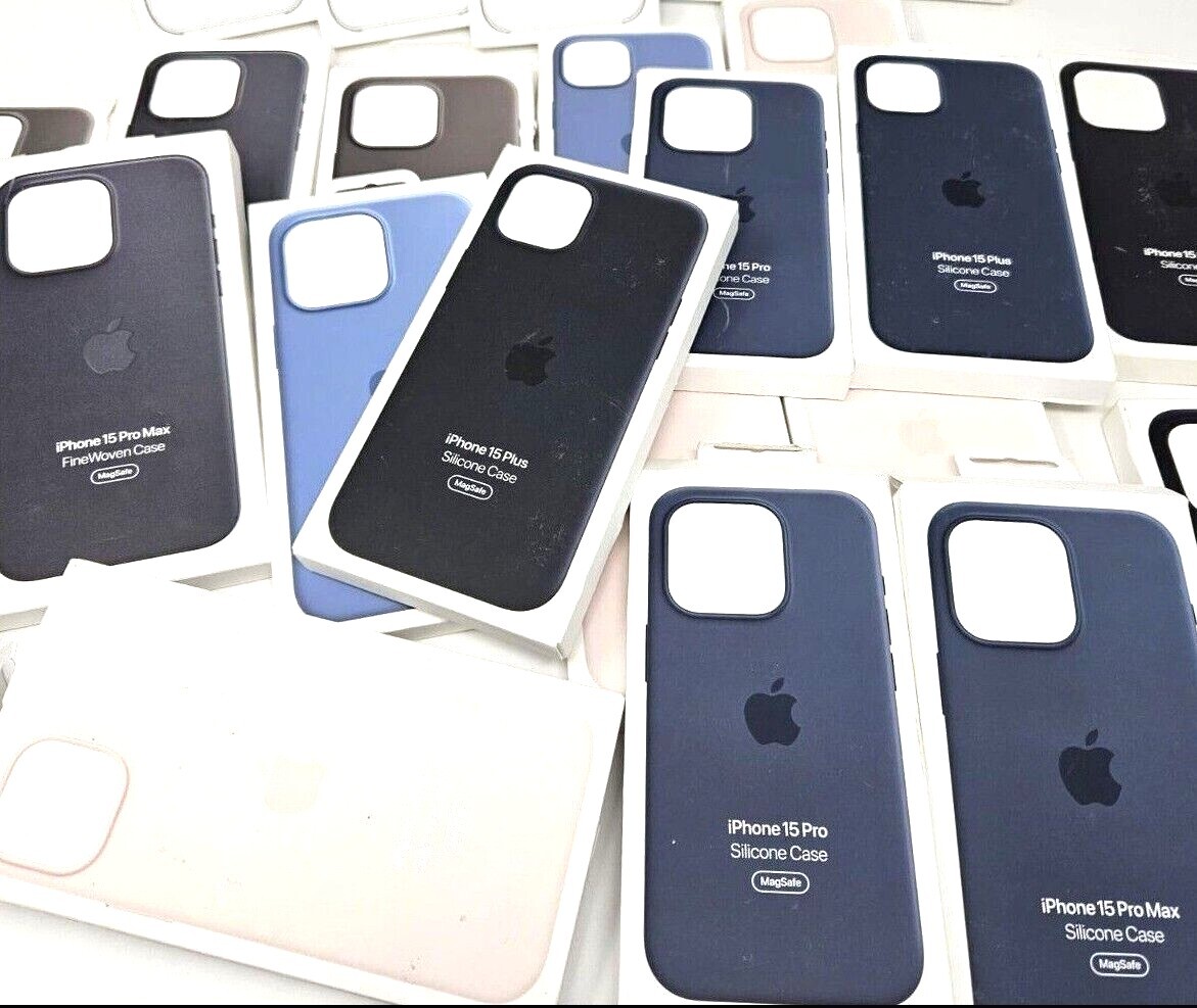 Genuine Original Leather/ Silicone Case for Apple iPhone 15, Plus, Pro, Pro Max