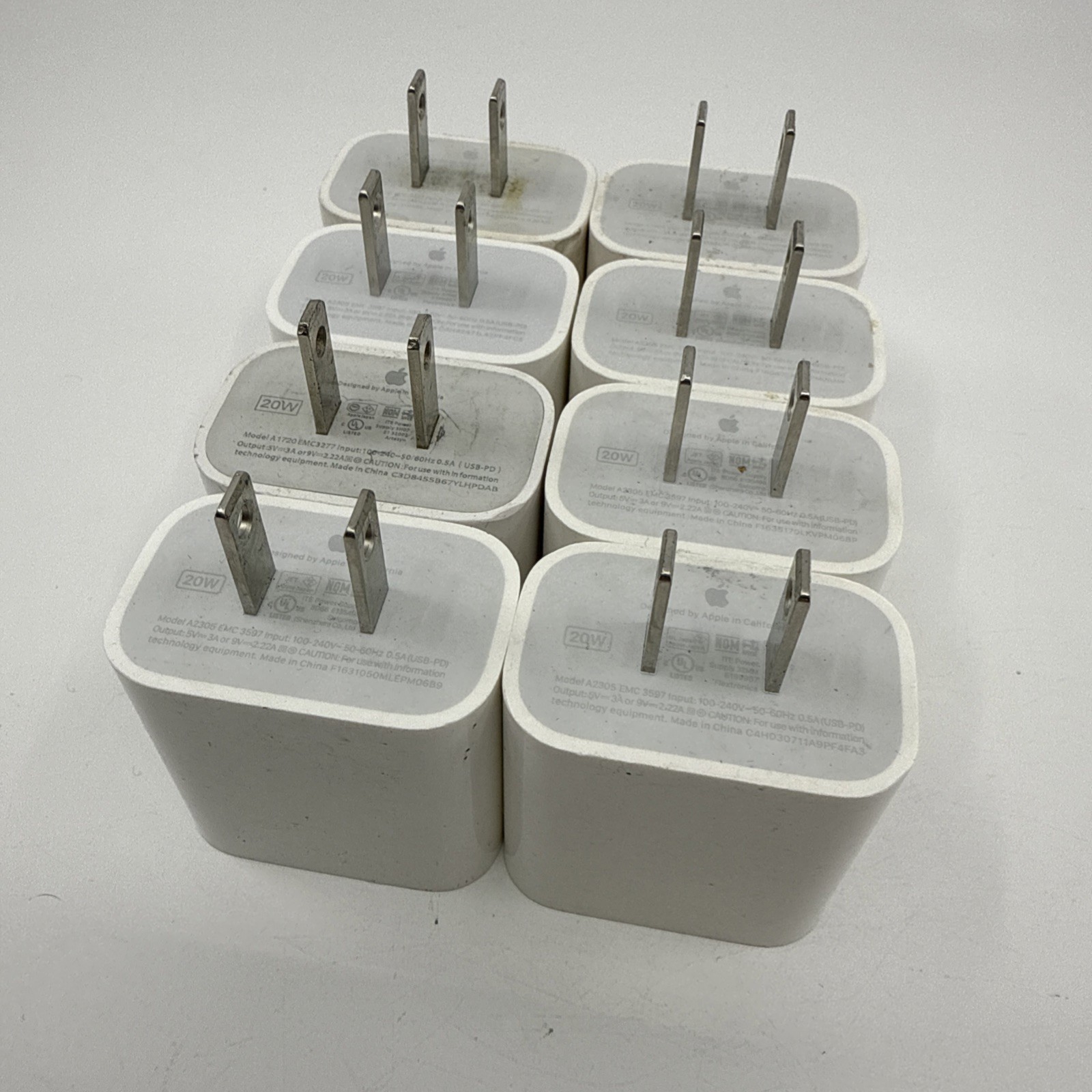 Lot of 8 Genuine Apple MHJA3AM/A A2305 + A1720 20W USB-C Power Adapter White