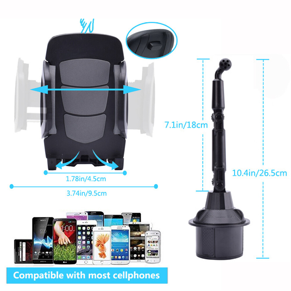 360° Cup Holder Car Mount Cradle for Cell Phone Drink Organizer Holder Universal