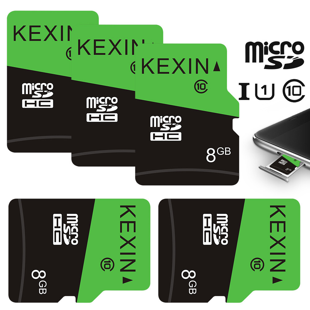Kexin Micro SD Card 5 Pack 8GB UHS-I Class 10 SD TF Card Flash USB Memory Card
