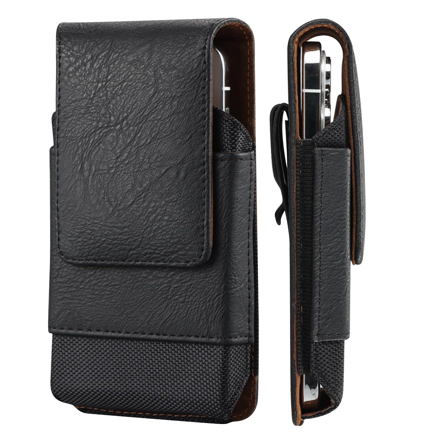 Premium Leather & Oxford Phone Holster With Belt Clip Universal Phone Pouch