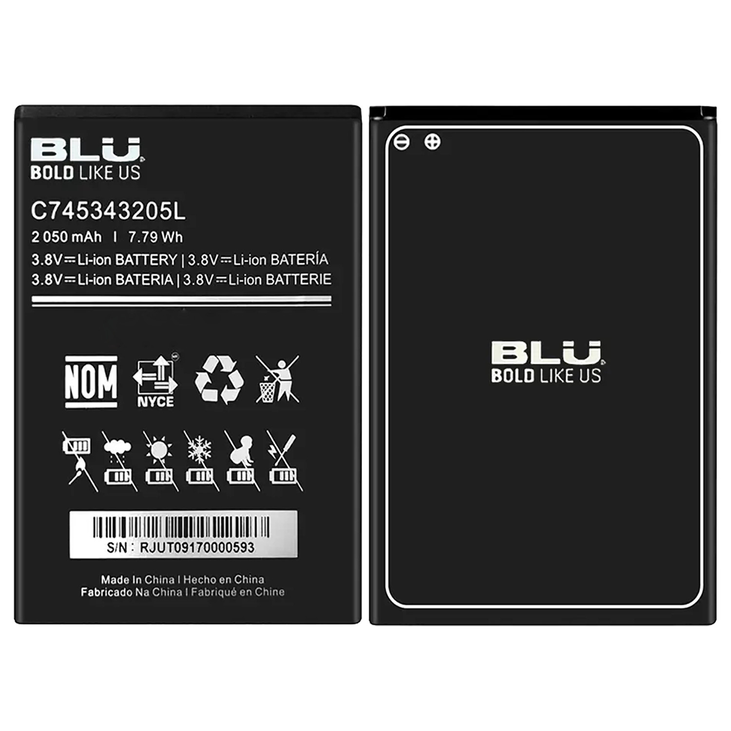 NEW Genuine Battery For BLU C745343205L 2050mAh 3.8V Batterie Bateria