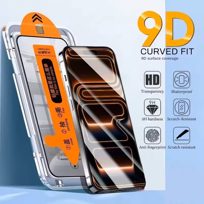 For Apple iPhone 17 16 15 Pro Max Tempered Glass Screen Protector+Simple Tool