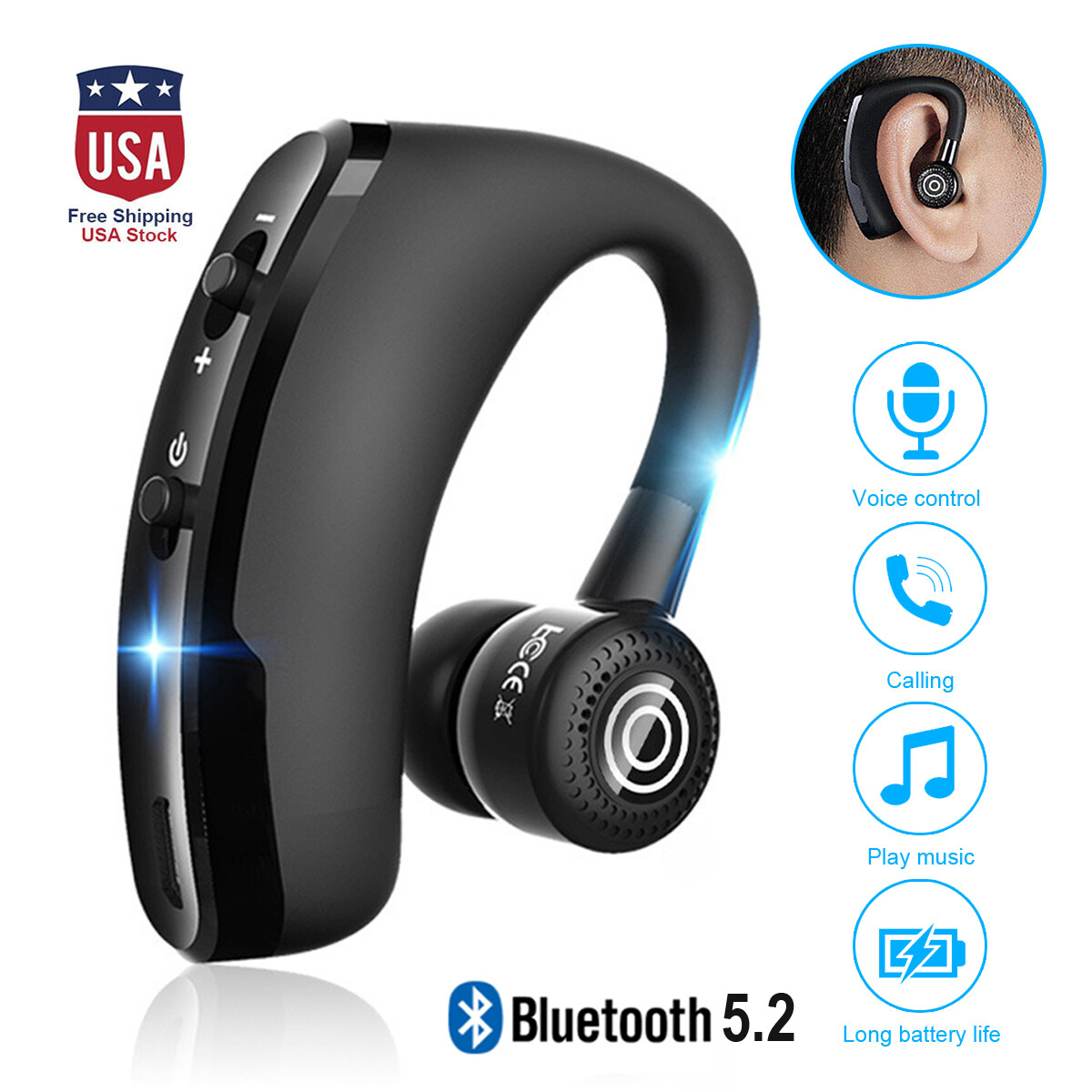V9 Bluetooth Headset V5.2 about 2800 hours Super long standby 10m Signal range.