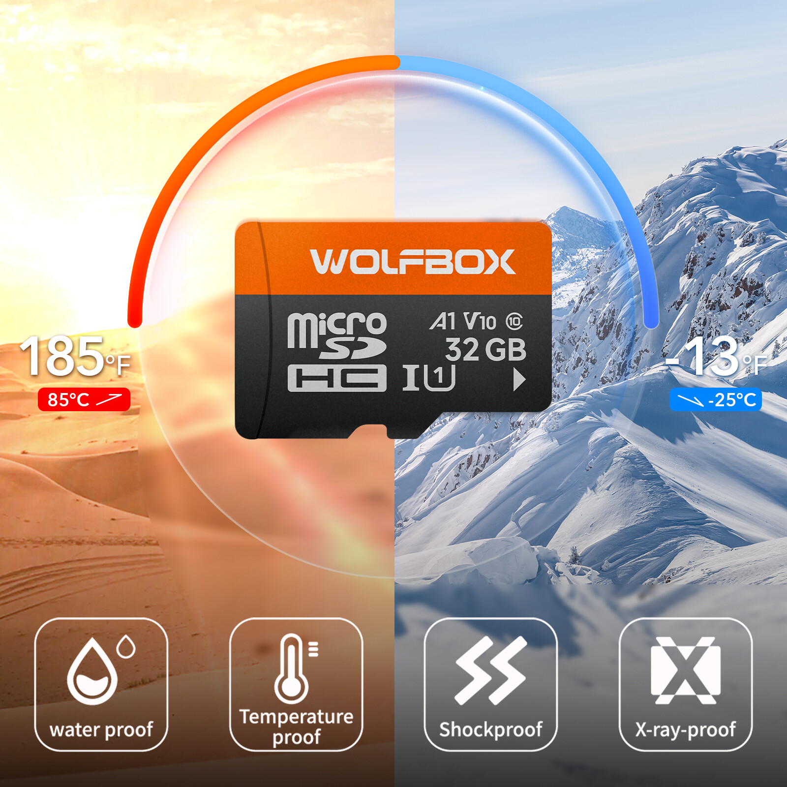 WOLFBOX 32GB/64GB/128GB/256GB Micro SD SD HC Memory Card Flash TF Class 10