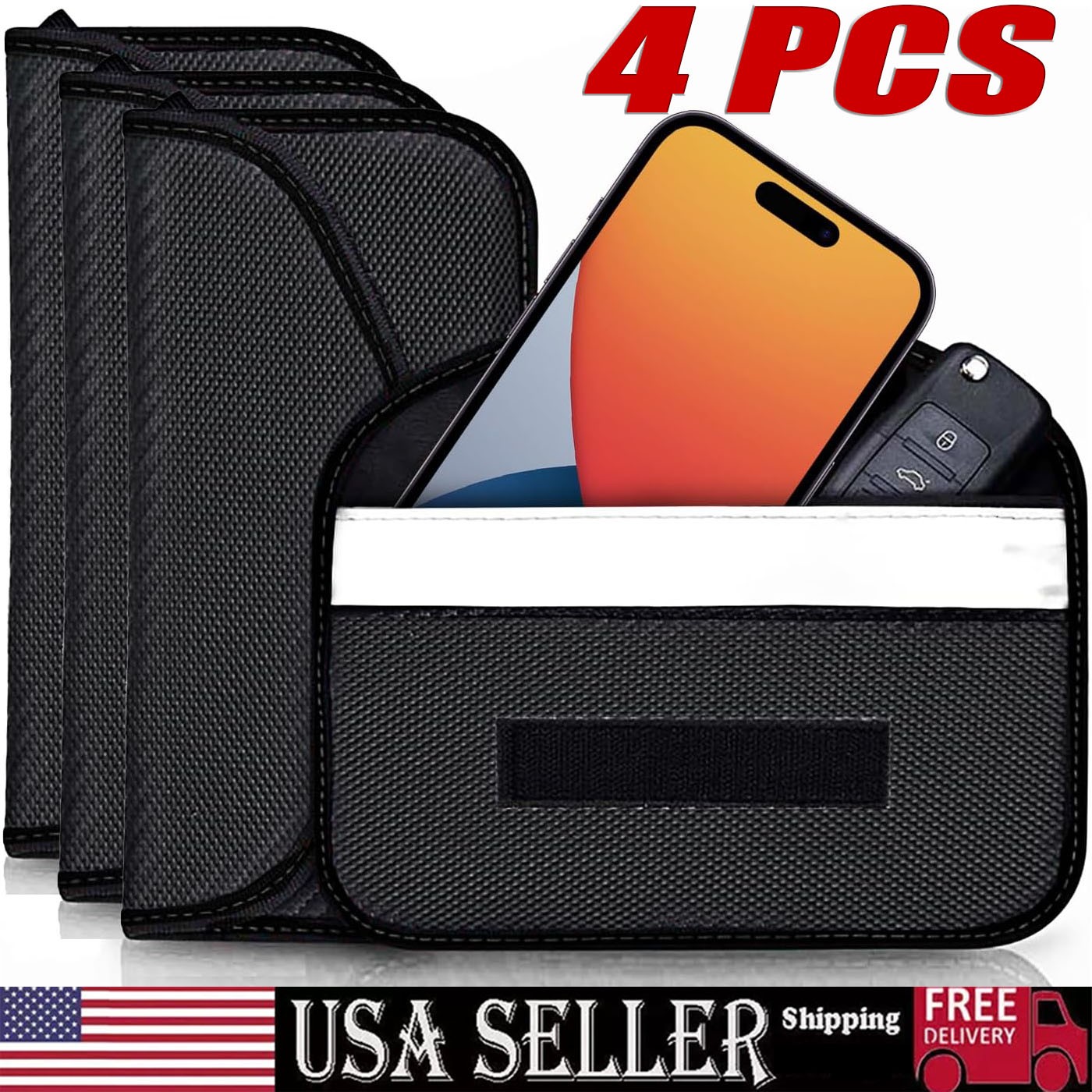 4 Pack Faraday Bag Cell Phone Wallet Blocker Radiation Signal Shielding Case