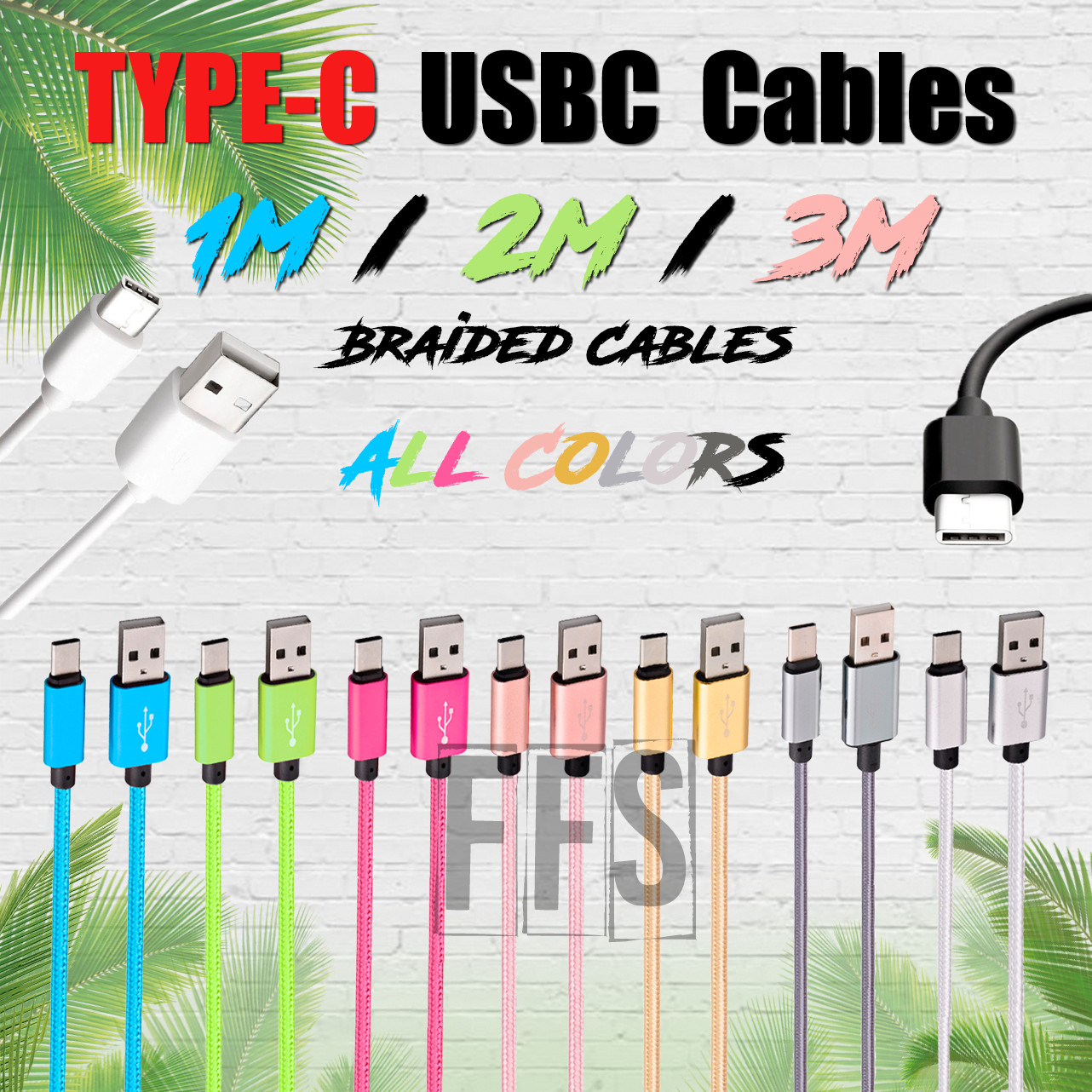 Type C USBC USB Cable Charger 3ft 6ft 10ft Braided Any Device Android Phone Fast