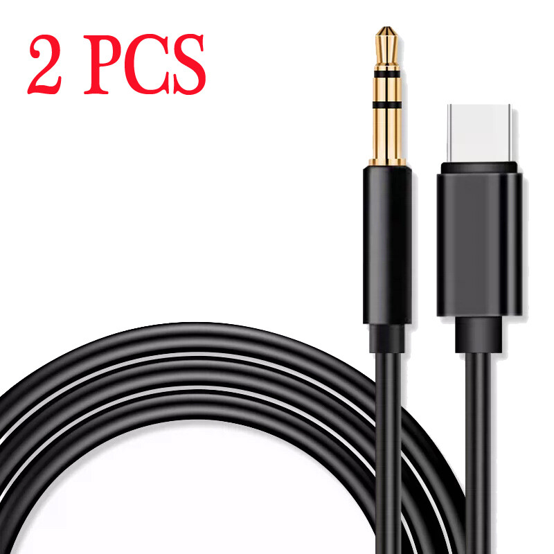 2X TypeC to Aux Cable USB Type-C Male To 3.5mm Cord Car AUX Music Audio Adapter