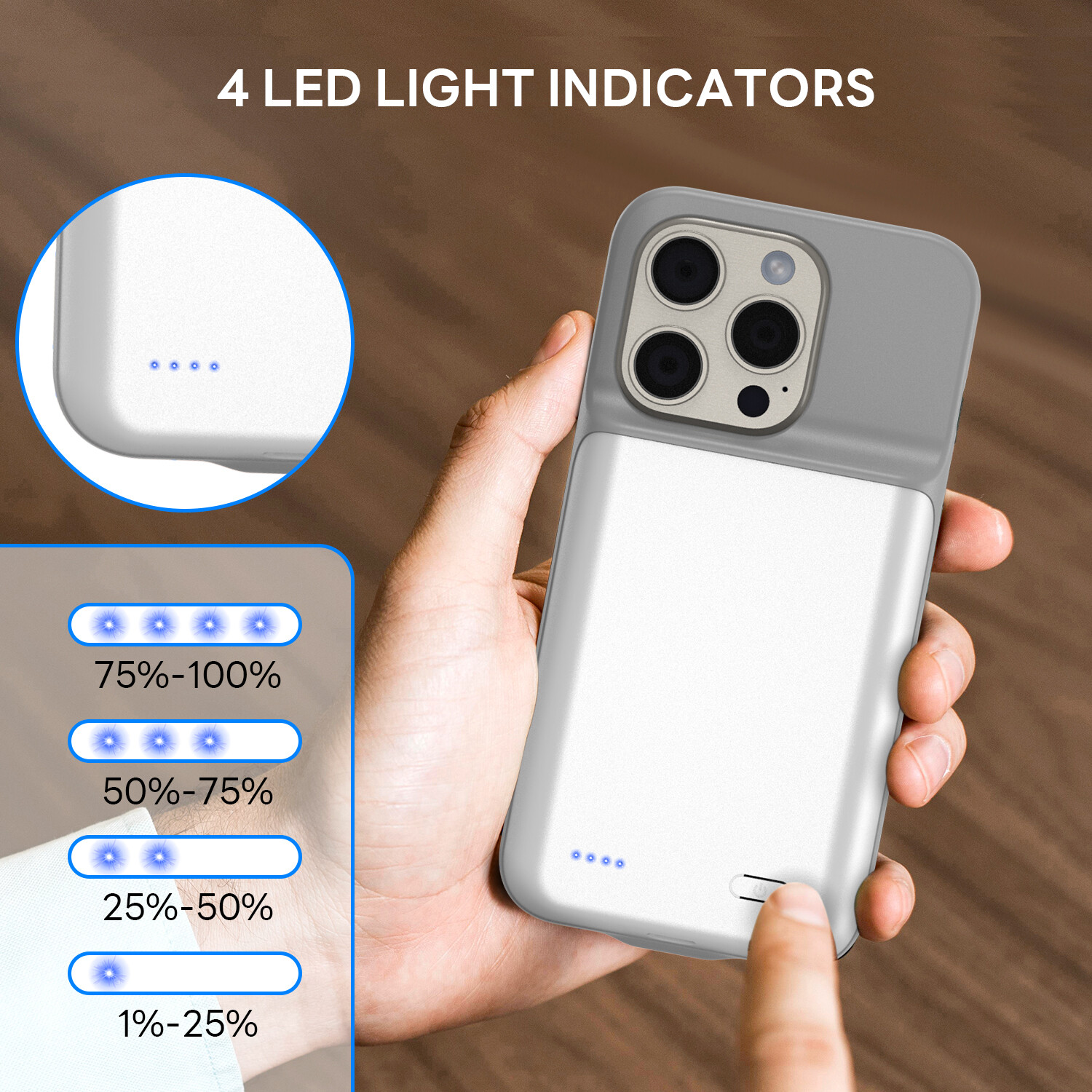 6800mAh Battery Charger Case Power Bank For Apple iPhone 15Pro Charging Cover US