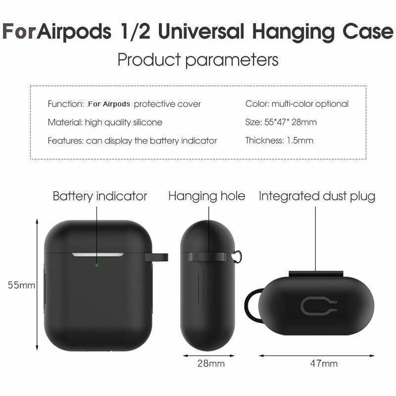 For Apple AirPods 2 & 1 Silicone Protective Case Full Cover + Fur Ball Keychain