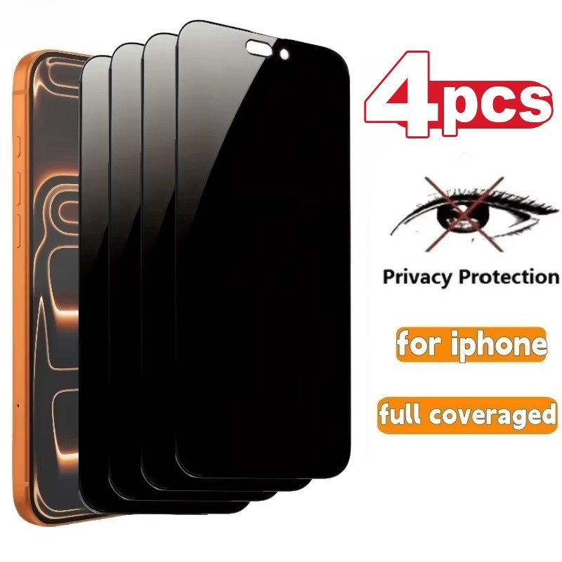 4xFor Apple iPhone 17 16 15 Pro Max Privacy Tempered Glass Screen Protector