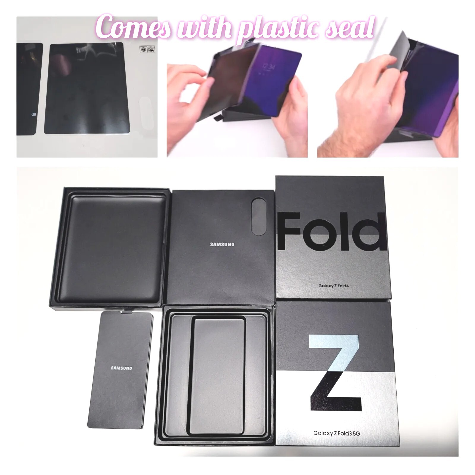 Samsung Galaxy Z Fold 4 Z Fold 3 5G Empty Box Retail Box Cable+Plastic Seal