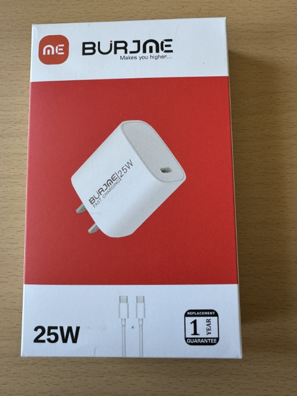 BURJME Fast Charger for iPhone & Android Devices with 2 USB-C PD Cables (25W)