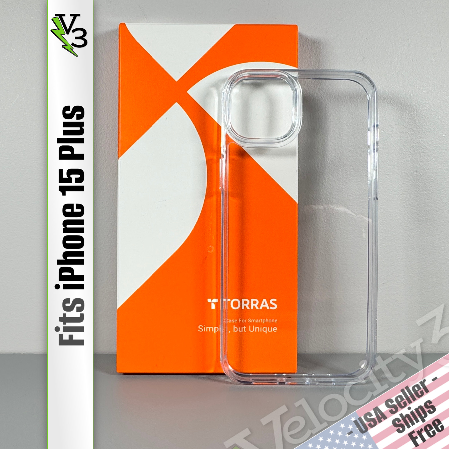 TORRAS Case for iPhone 15 Plus – Diamond Clear | Slim Fit+Soft Grip | Minimalist