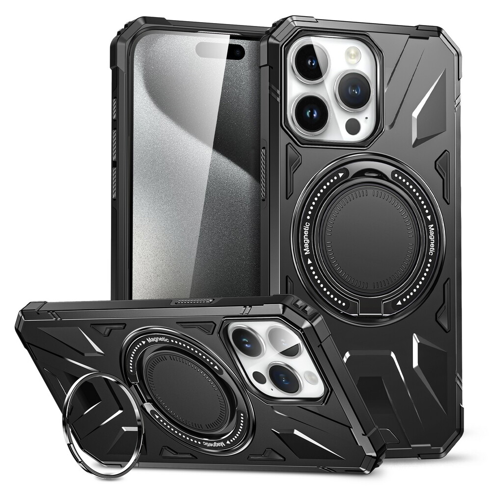Hybrid Case Stand Magnetic Wireless Charging Cover For iPhone 13 Pro 14 15 Plus