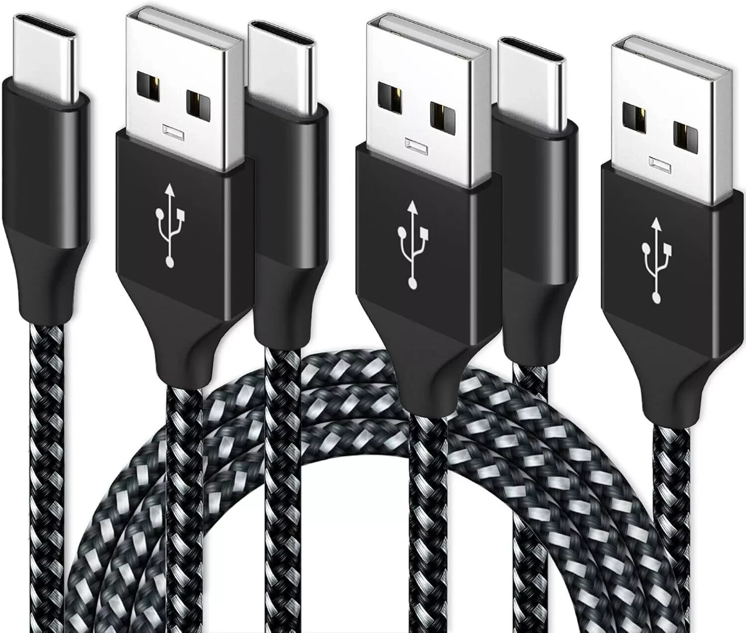 1/3 Pack 3/6/10Ft USB to Type-C Cable Fast Charger Charging Data Sync Cord