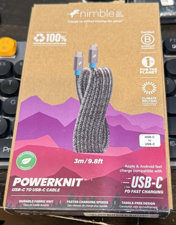 Nimble POWERKNIT 3m/9.8ft CHARGE&SYNC Cable (USB-C to USB-C) – NEW