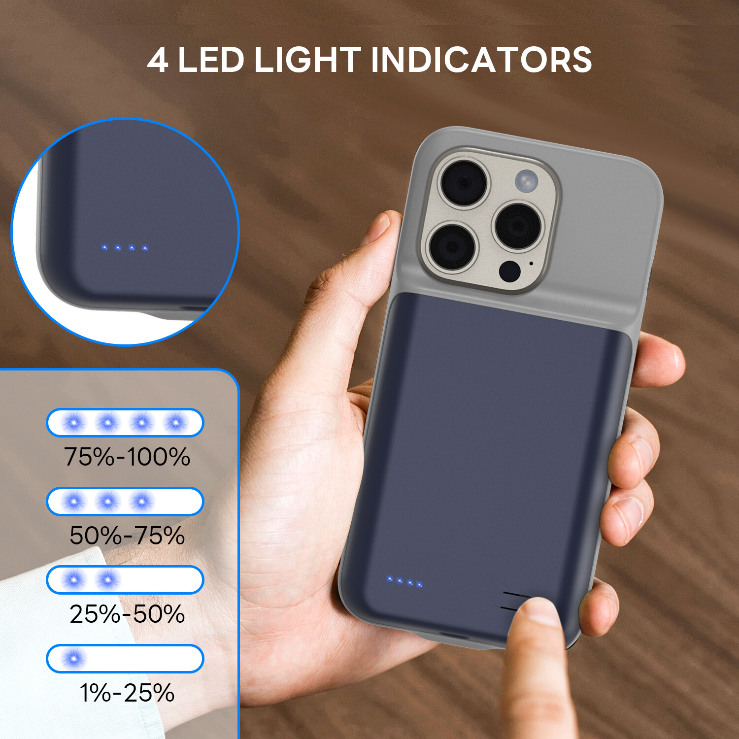 6800mAh Battery Charger Case Power Bank For Apple iPhone 15Pro Charging Cover US