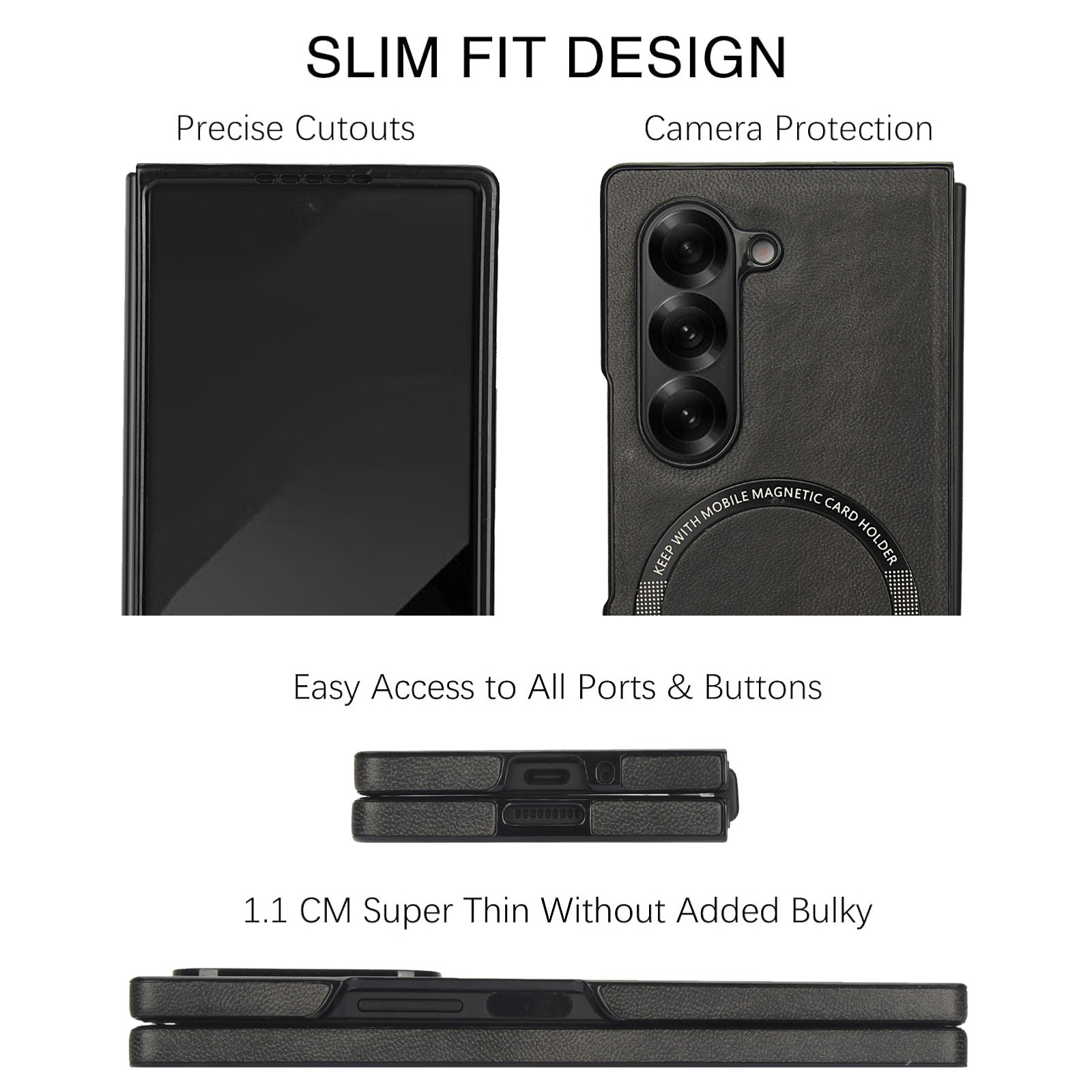 For Samsung Galaxy Z Fold 8Ultra 8 7 6 5 4 Mag Safe PU Leather Shockproof Case