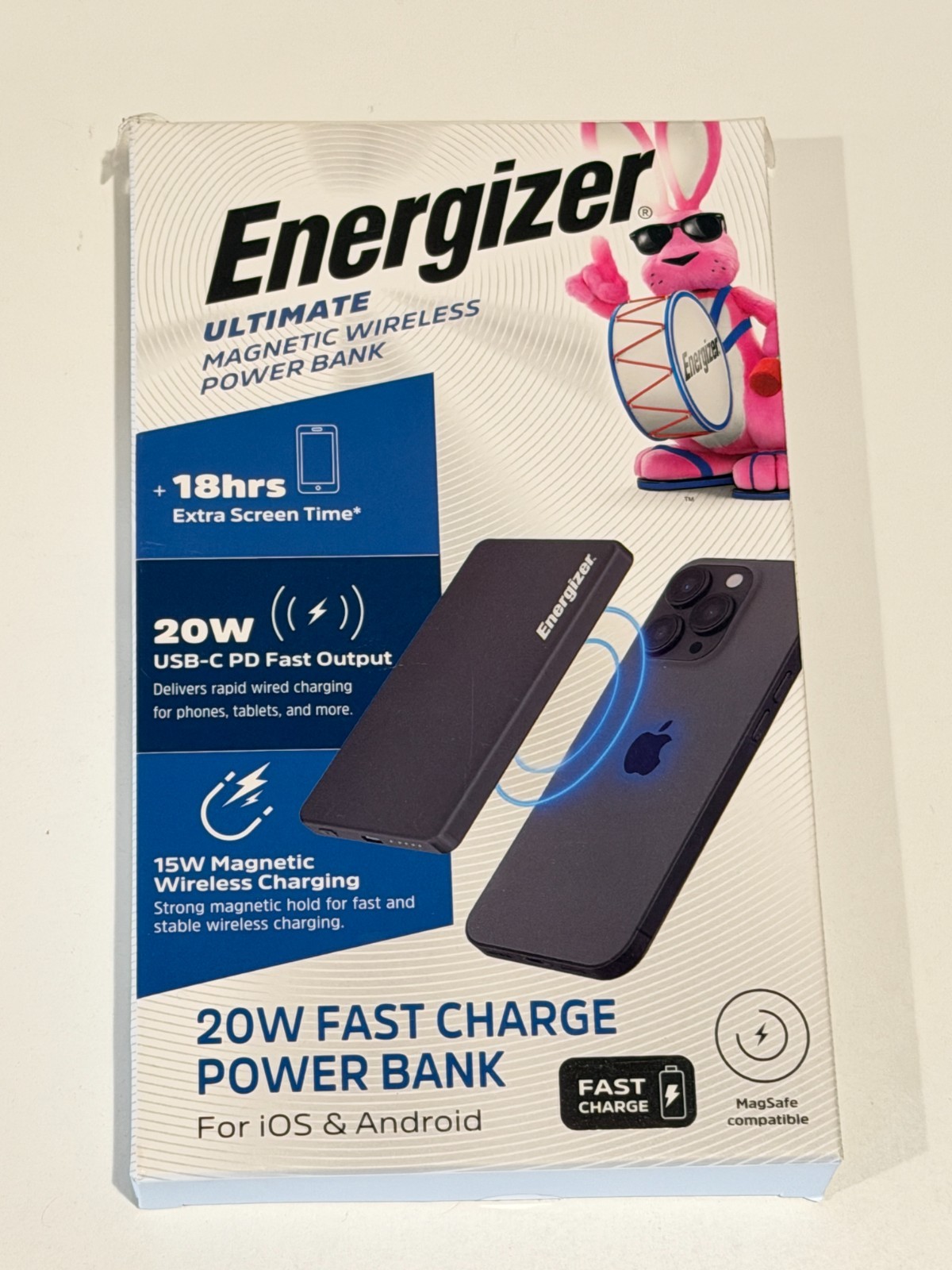 Energizer Ultimate 5,000 mAh 20W Qi2.0 SLIM METAL Magnetic Wireless Power Bank