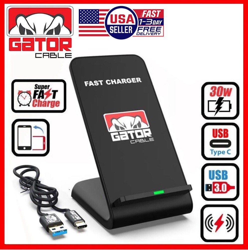 30W Wireless Phone Charger Stand Pad Fast Charge for Samsung iPhone Universal