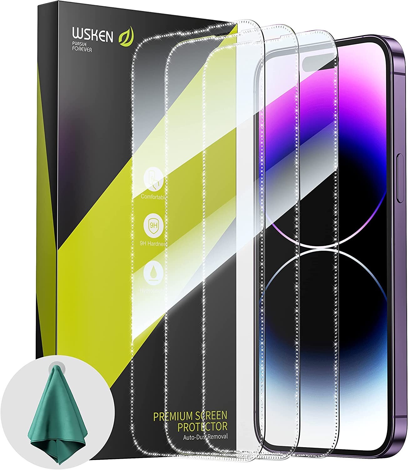 WSKEN Luxury Screen Protector for iPhone 14 pro Max 6.7 inch [Diamond Edge] 