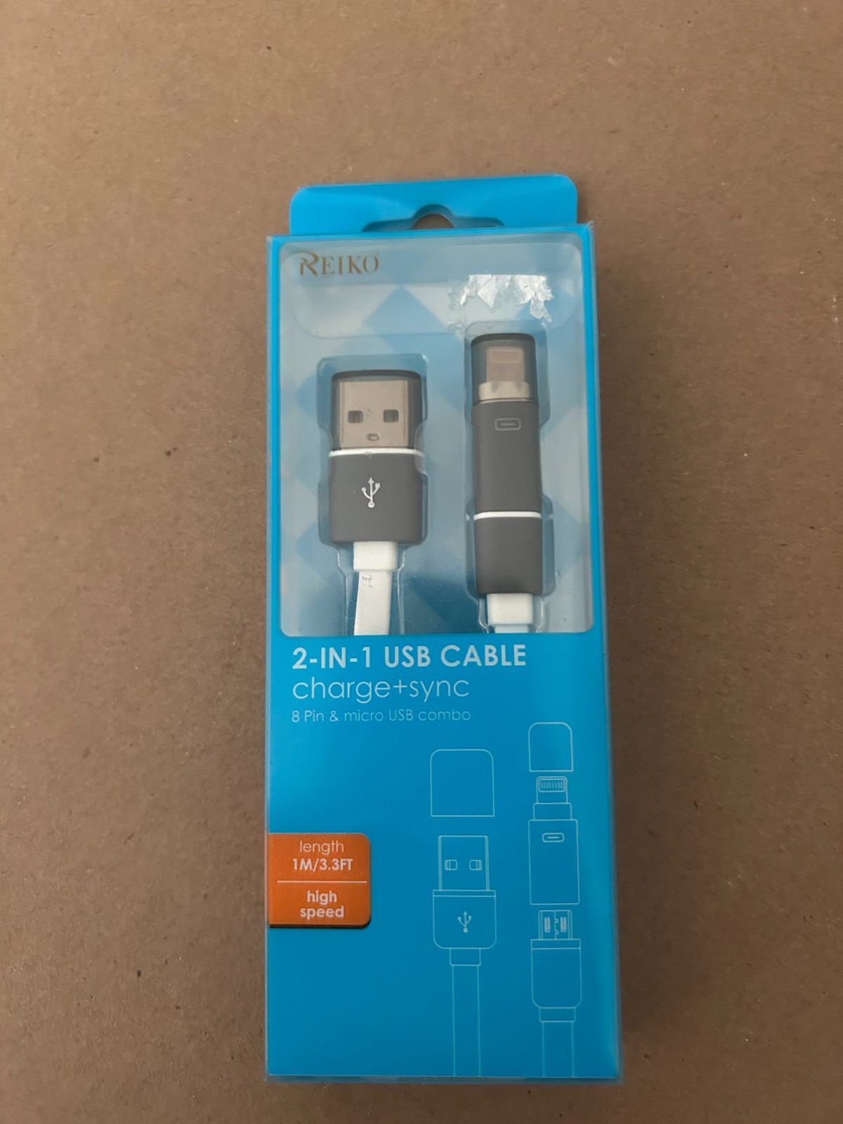Reiko 2-in 1 USB Cable Charge+Sync 8 pin & micro usb combo 1M/3.3FT high speed