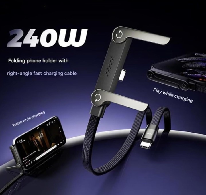 2in1 Invisible Holder Charger Cable–240W Fast Charging Cord with Phone Stand lot