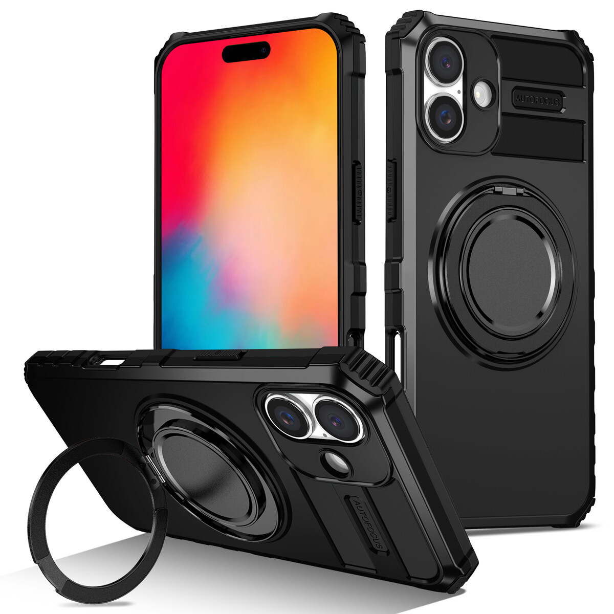 Military Grade Magnetic Ring Holder Case For iPhone 16 Pro Max 15 14 13 12 11