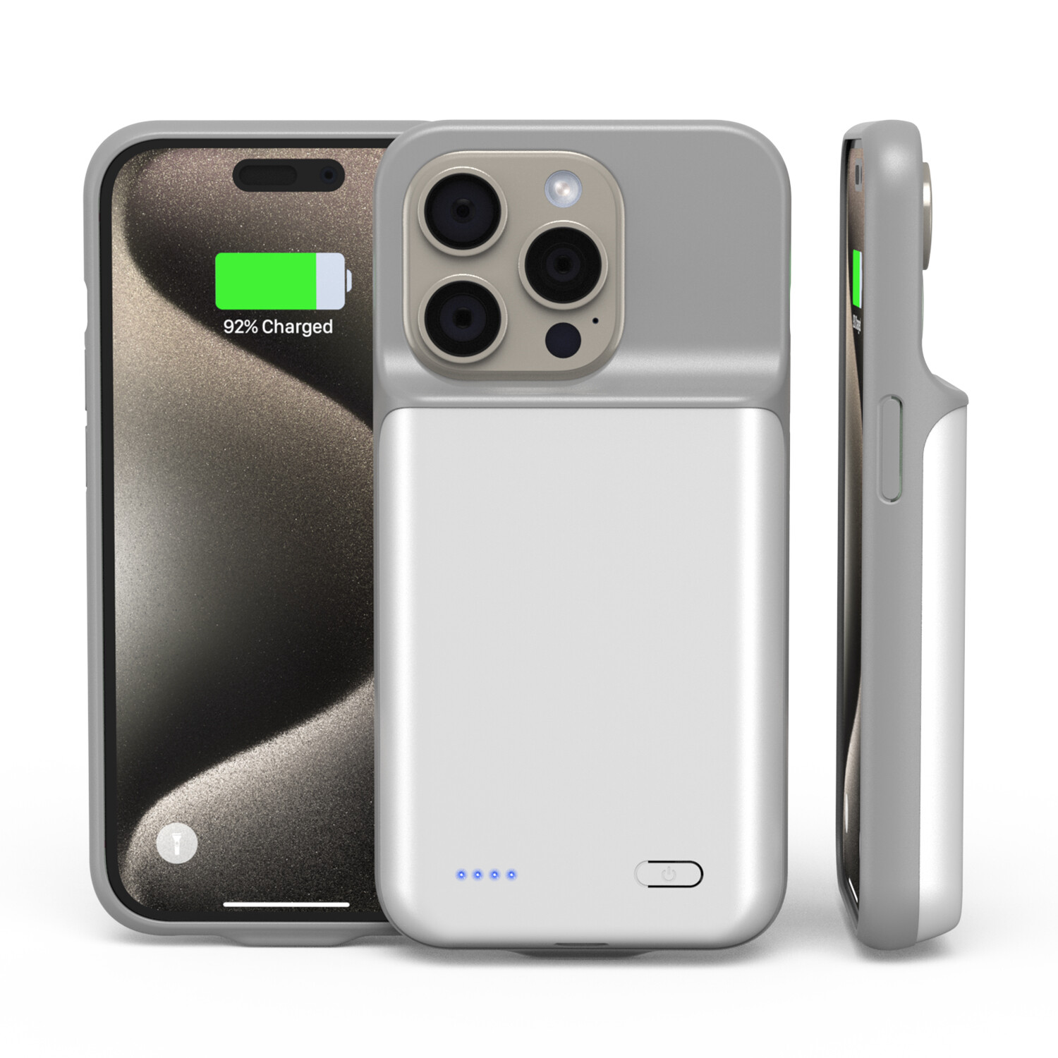 For IPhone 15 PRO External Battery Case Power Bank 6800mAh High Capacity -White
