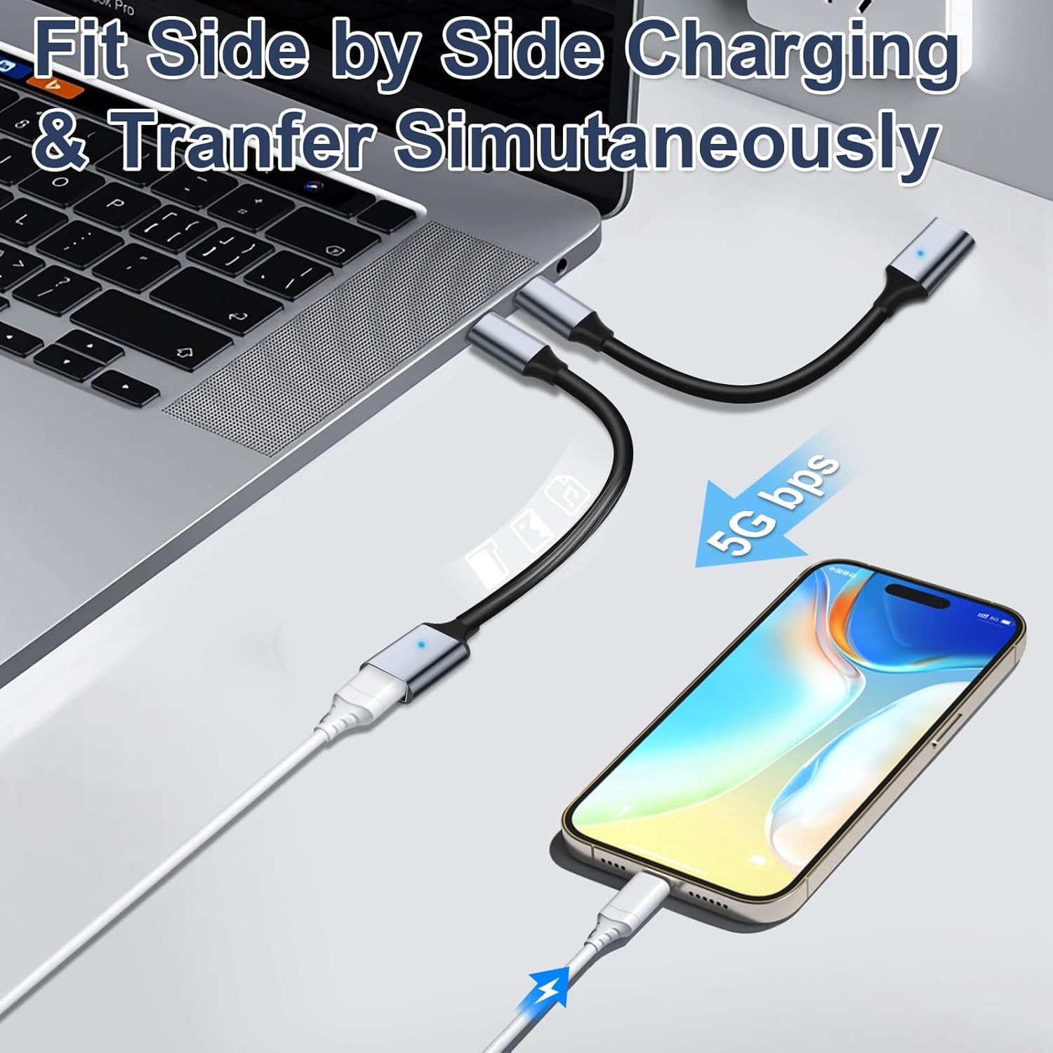 USB C to 3.0 Adapter [2 Pack], Type C Male Female OTG Cable Gray