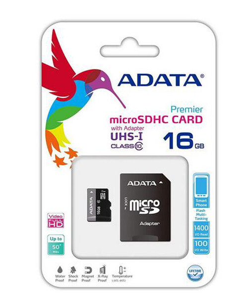 Micro SDHC Card w/ Adapter – 16GB Memory Card Class 10 by ADATA