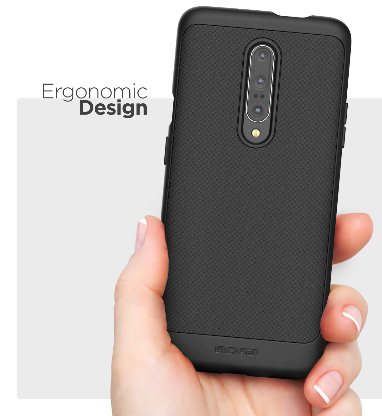 Encased OnePlus 7 Pro Case (Thin Armor) Slim Flexible Grip Phone Cover – Black