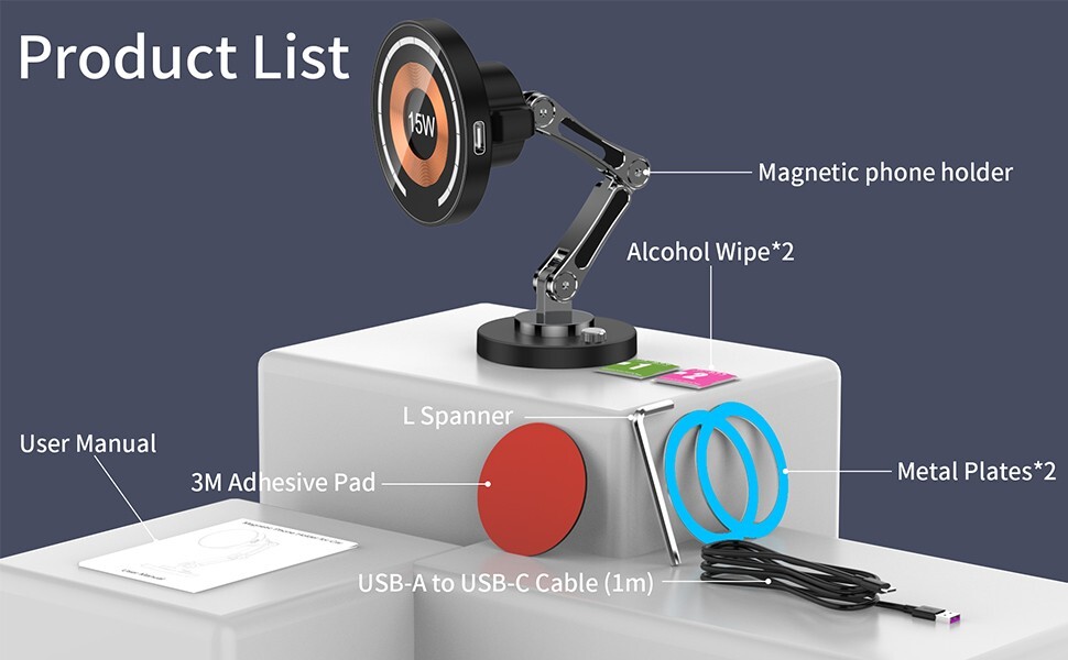 For Magsafe Car Mount Charger for iPhone Magnetic 15W Dash Window Charging Mount