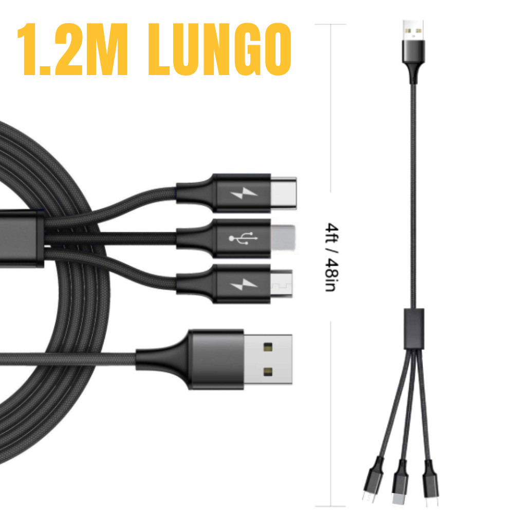 Multi Charging Cable Braided Universal 3 in 1 USB C Micro USB USB 8 Pin Cord Lot